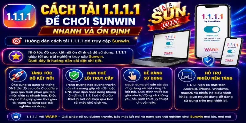 Cách tải 1.1.1.1 để chơi Sunwin nhanh và ổn định